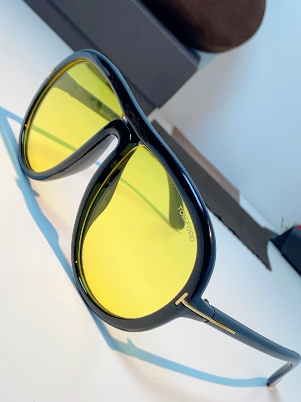 Tom Ford Black Sunglasses with Yellow Lenses - Picture 6 of 6